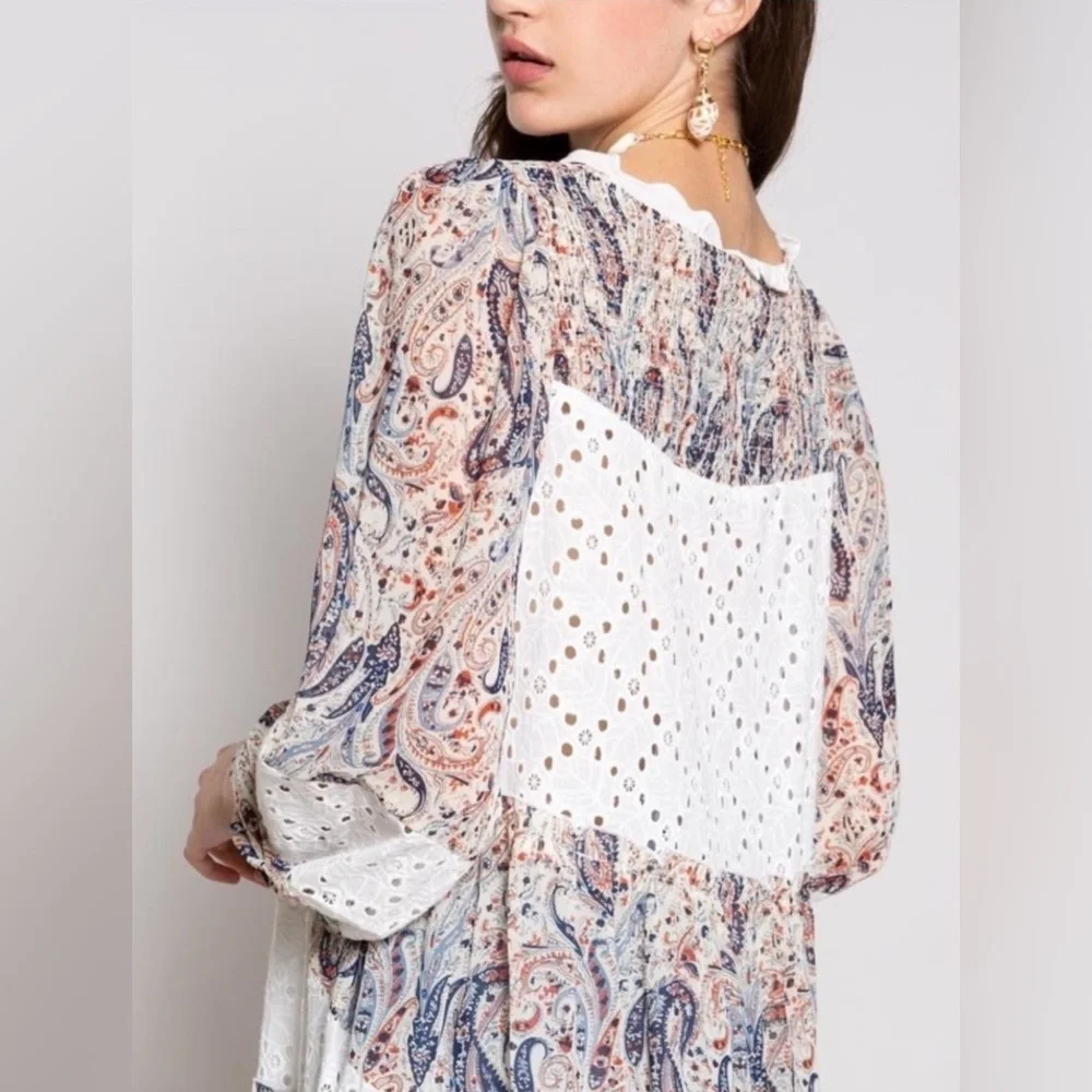 POL Wandering in the Woods Paisley Tunic Dress - Size L - Picture 3 of 9